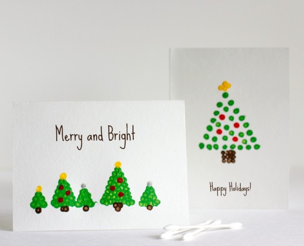 Holiday Cards with Qtip Painting