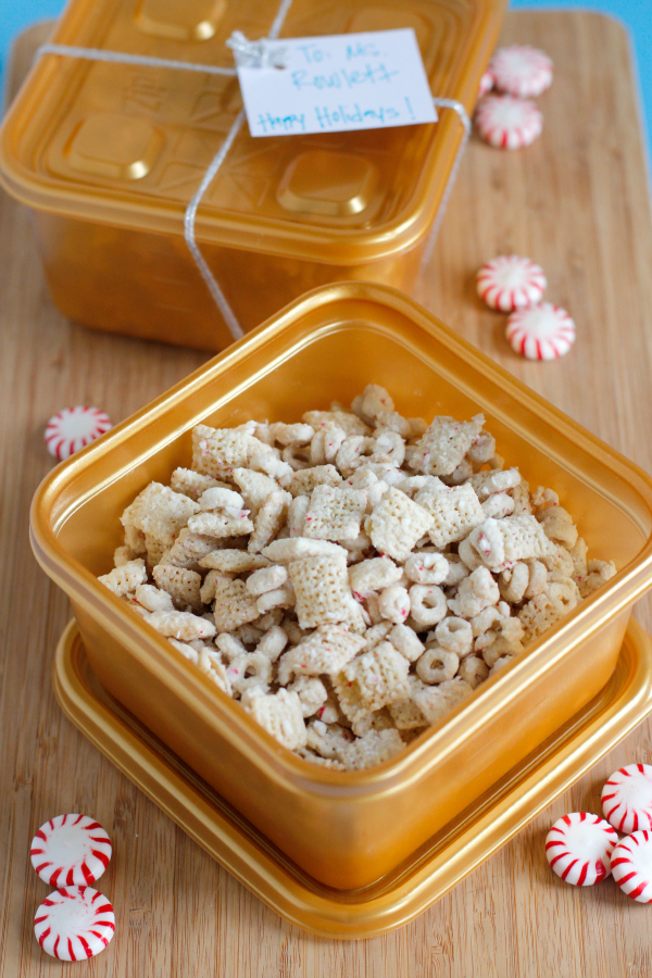 Holiday White Chocolate Peppermint Muddy Buddies