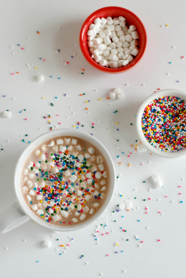 Hot Chocolate with Sprinkles and Mini Marshmallows