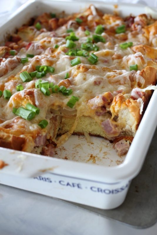 Ham and Melted Swiss Overnight Breakfast Casserole