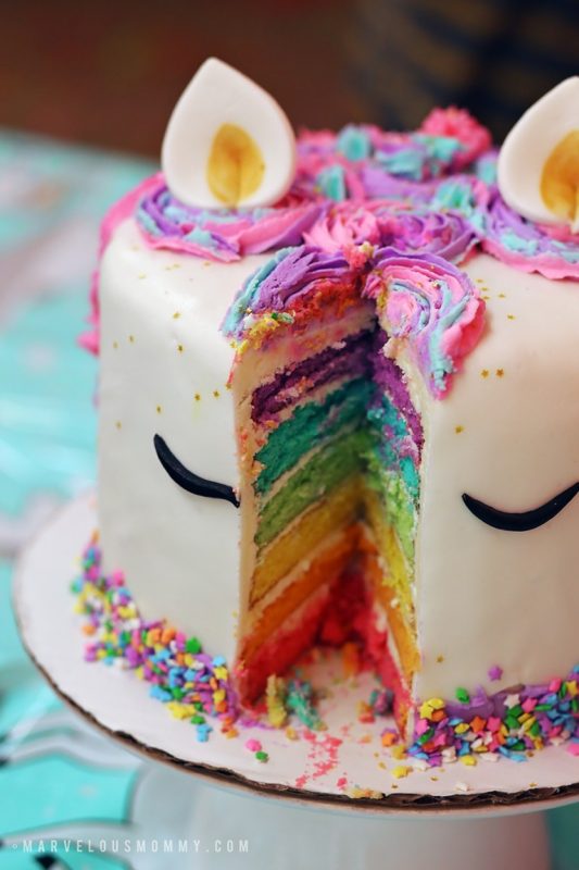 DIY Rainbow Unicorn Cake
