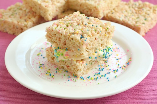 Ice Cream Rice Crispy Treat Sandwiches