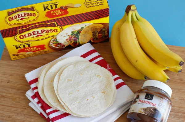 Ingredients for Banana Hazelnut Burritos