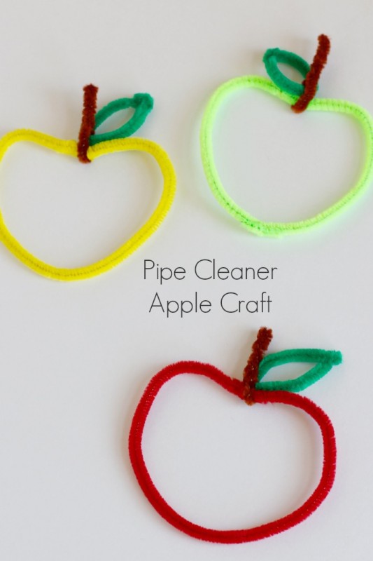 Kids Crafting Pipe Cleaner Apples