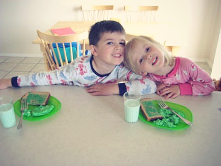 Kids Eating Green Food for St Patricks Day