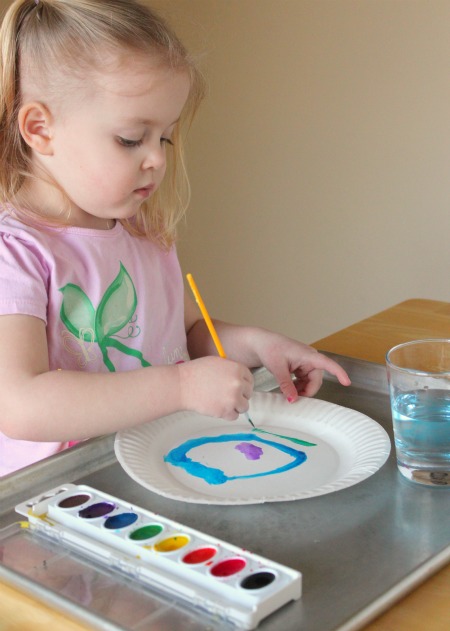 Rainbow Painted Paper Plates for Spring - Make and Takes