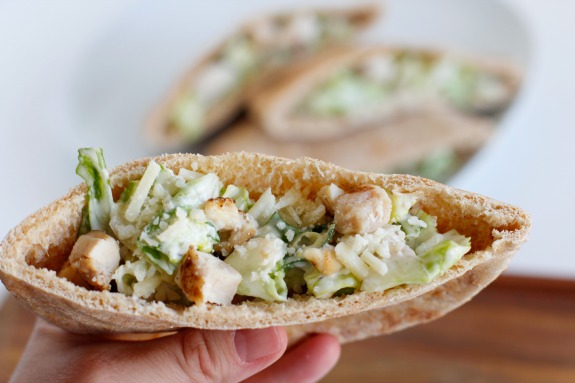 Make Chicken Caesar Pita Pockets for Dinner Tonight