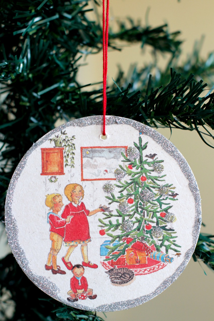 Make Coasters into Glitter Ornaments