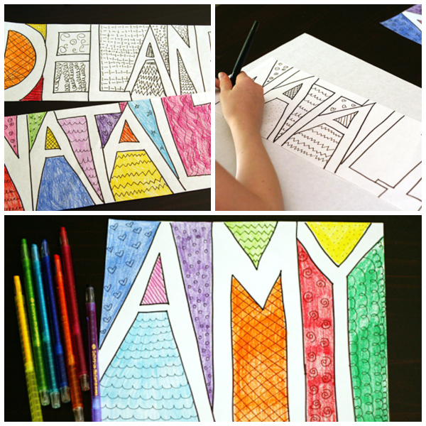 Make Colorful Doodle Names with Kids