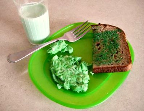 Making Green Eggs for St. Patricks Day