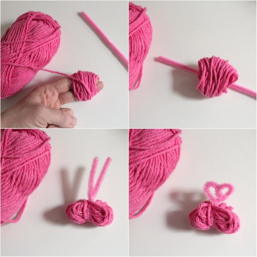 Making Pink Yarn Pom Poms 