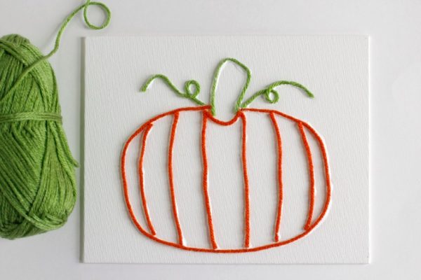 Making Pumpkin Yarn Art