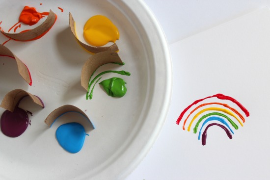 Making Rainbow Paper Tube Stamps
