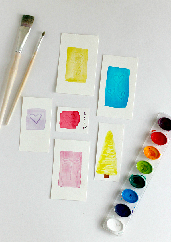 Making Watercolor Brush Indent Gift Tags