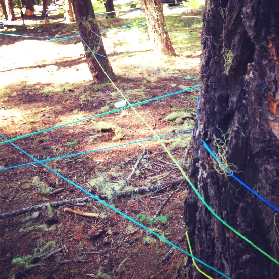 Making a Giant Kid-Sized Yarn Spider while Camping