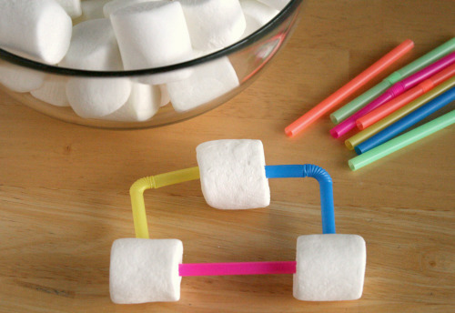 Marshmallow Straw Structures for Kids to Build