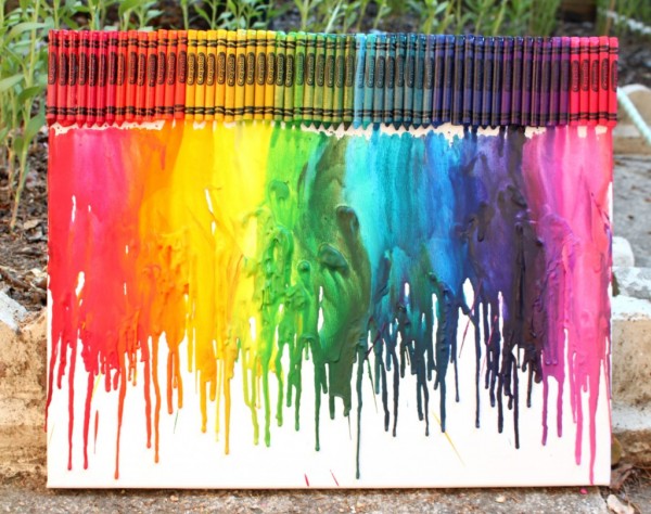 Rainbow Melted Crayon Art