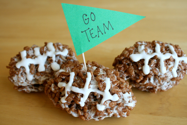 Mini Rice Crispy Footballs for Game Day