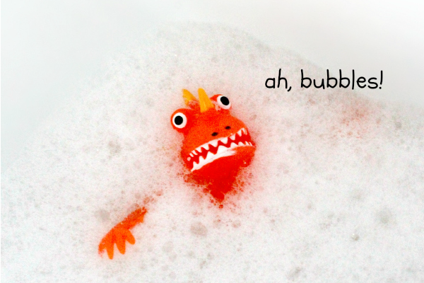 Monster Toys in Homemade Bubble Bath