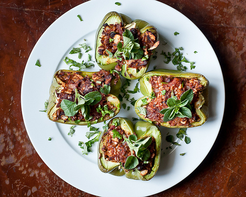 Moroccan Spiced Stuffed Bell Peppers