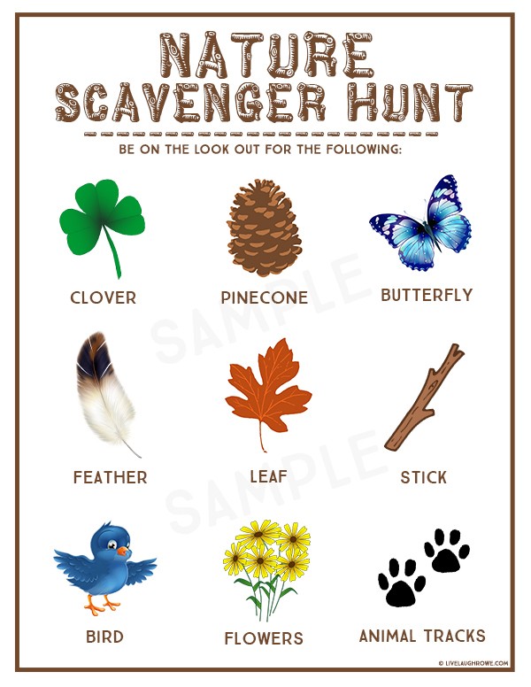 Nature Scavenger Hunt  Free Printable via Live Laugh Rowe