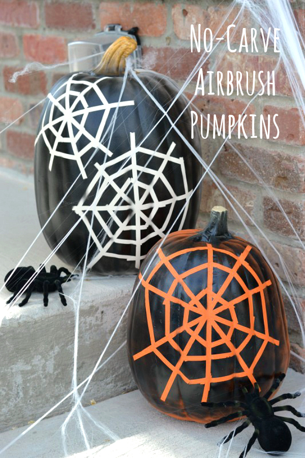 No-Carve Spider Web Pumpkins