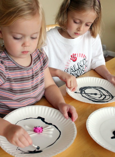 Painting Spider Webs with Q-Tips