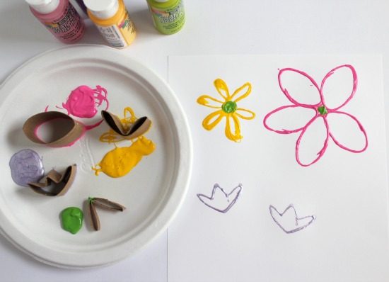 Paper Tube Stamped Flowers