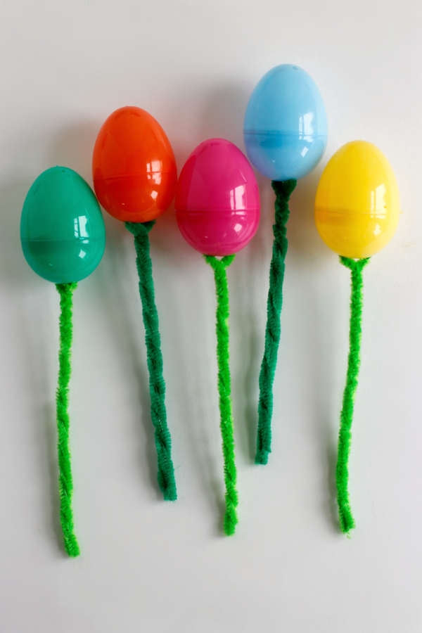 Plastic Easter Egg Pipe Cleaner Flower Craft