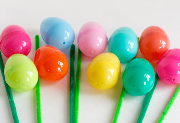 Plastic Easter Egg and Pipe Cleaner Flowers