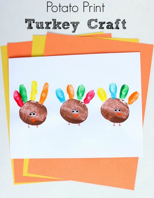 Potato Print Turkey Kids Craft