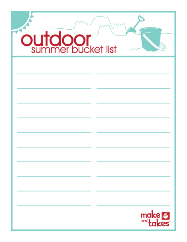 Printable Outdoor Summer Bucket List