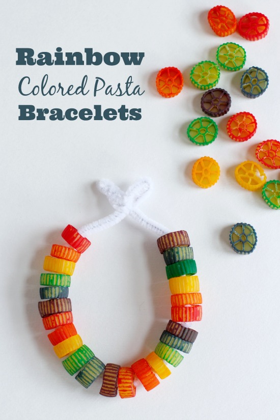 Rainbow Colored Pasta Bracelets | Make and Takes
