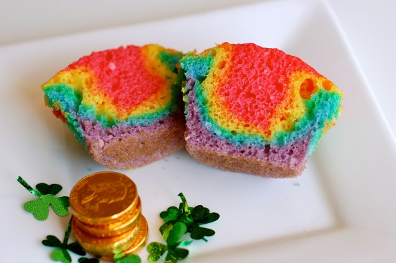 Rainbow Cupcake Batter Baked for St. Patrick's Day