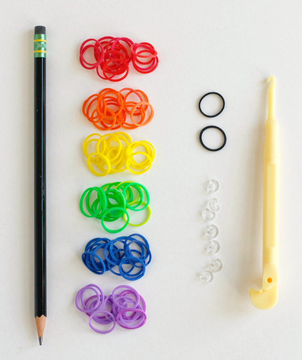 Rainbow Loom Band Pencil Topper Supplies