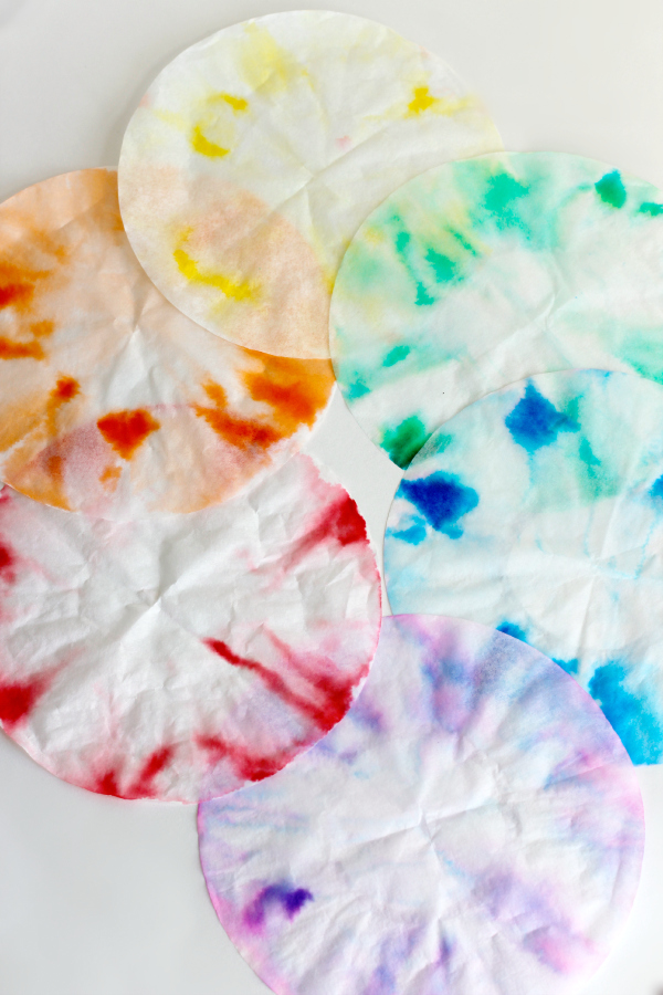 Rainbow Marker Coffee Filters with a Tie-Dye Look