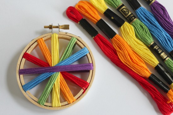 Rainbow Thread Embroidery Hoop Craft