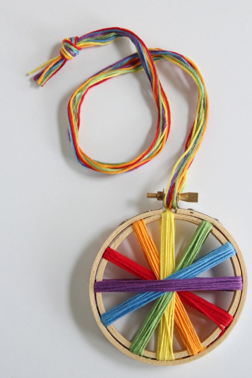 Rainbow Thread Embroidery Hoop makeandtakes.com