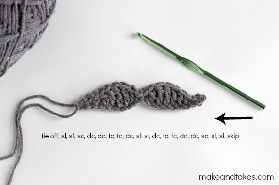 Second Row Crochet Mustache pattern makeandtakes.com