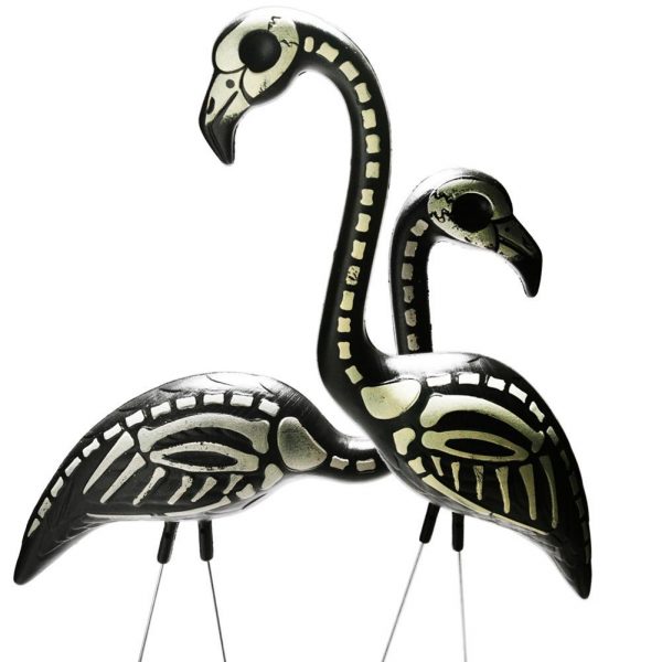 Pink Flamingos Halloween Skeleton Makeover