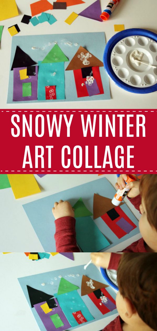 Snowy Winter House Art Collage