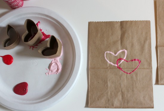 Stamping Hearts on Paper Bags makeandtakes.com