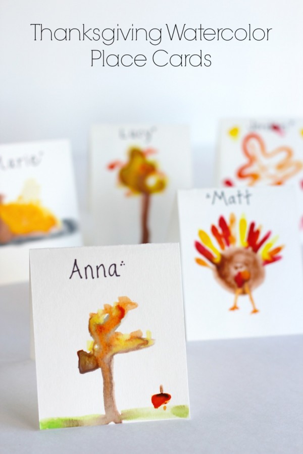 Watercolor Place Cards for Thanksgiving