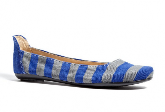 To The Market Blue Striped Ballet Flat