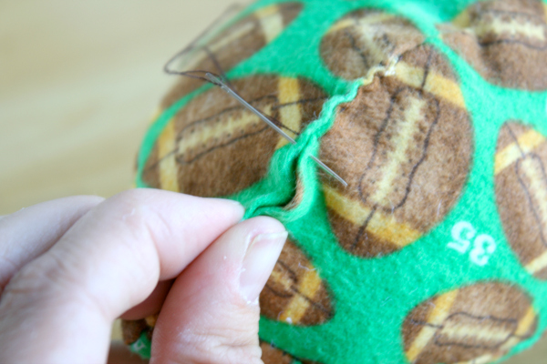 Toddler Fabric Football Sewing the Side