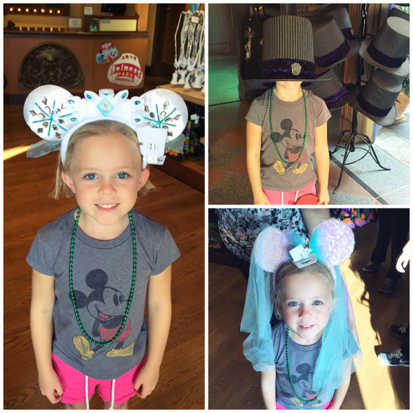 Trying on Hats at Disneyland