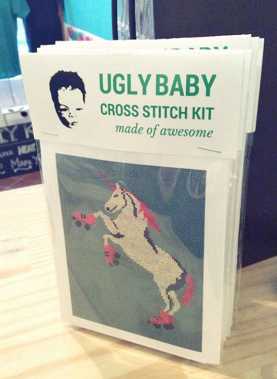 Ugly Baby Unicorn Rollerskating Cross-stitch Kit