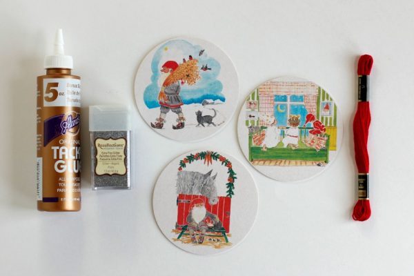 Vintage Coasters Turned Glitter Ornament Supplies