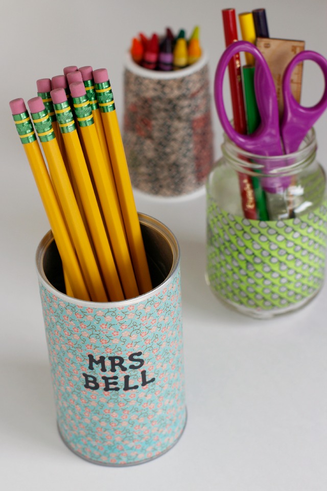 Washi Tape Pencil Holders @makeandtakes