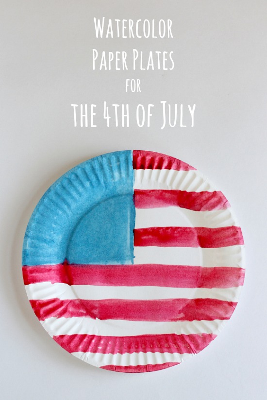 Watercolor American Flag Paper Plates for the 4th of July